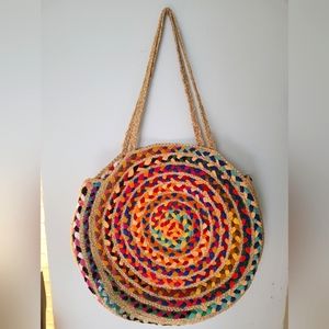 Handmade boho rustic multicolor woven bag